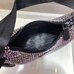 Prada Sparkling Hobo Bag 23 In Black Nylon Attached Fully Crystals product view 4