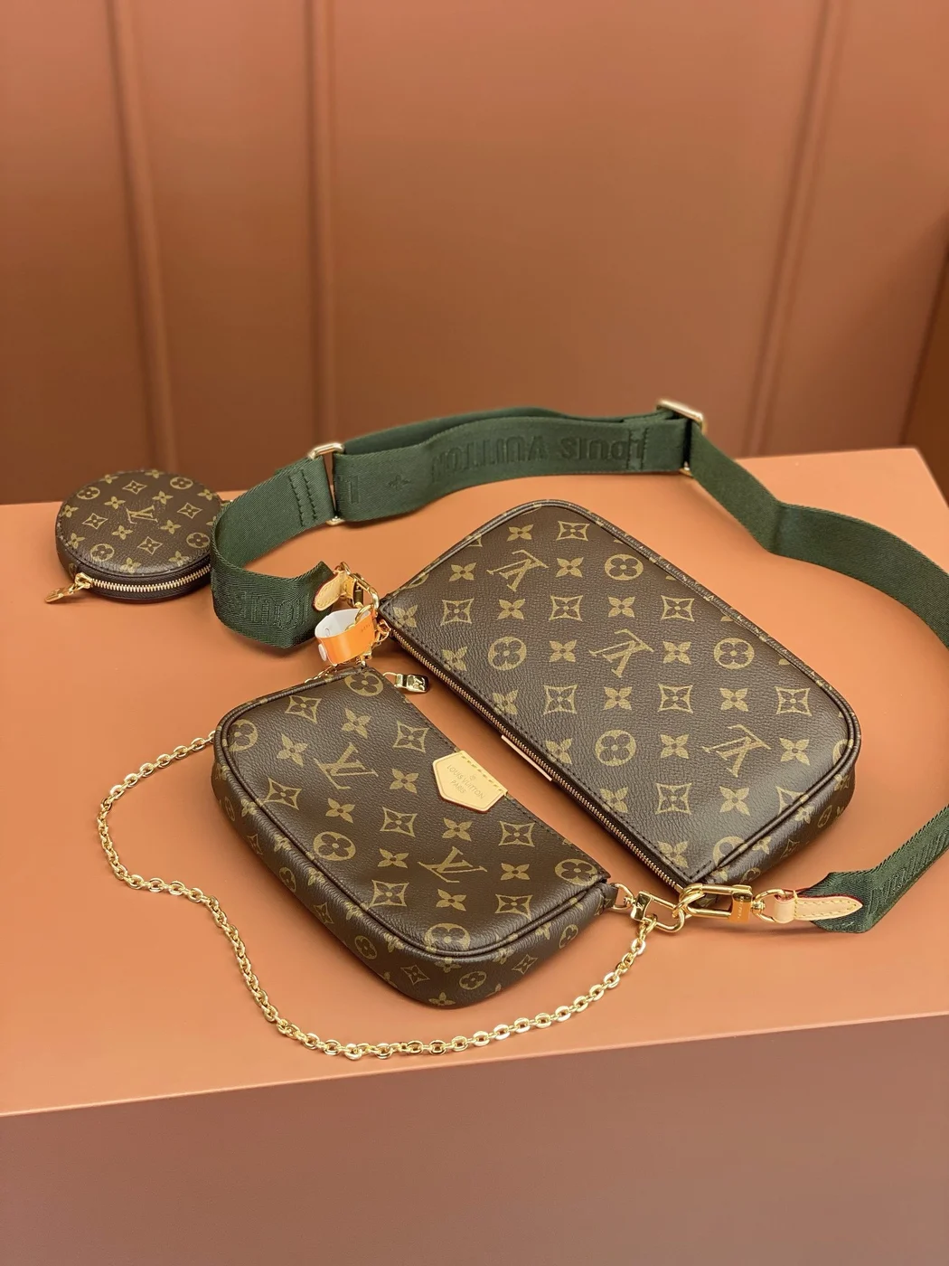 Louis Vuitton Multi Pochette Handle Fabric Green Handbags Monogram product view 2