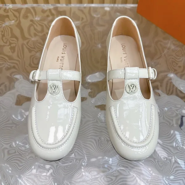 Louis Vuitton Women White Patent Leather Loafers product view 1