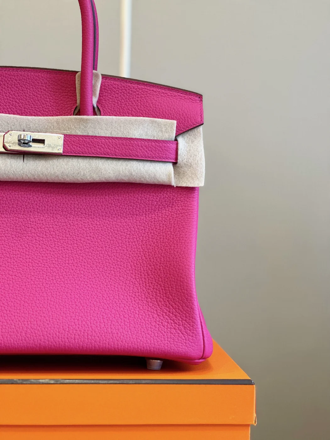 Hermès Birkin 30 Rose Shocking Taurillon Clemence Palladium Hardware Bag product view 5