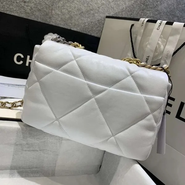 Chanel 19 Flap Medium White Lambskin Bag product view 6