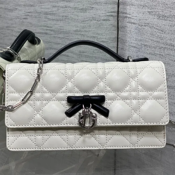 Dior My Dior Mini Bag in white and black lambskin product view 1