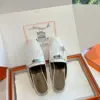 Hermès Women White Leather Fringe Mules product view 4