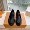 Louis Vuitton Women Black Leather Loafers — Wide-Strap Detail product view 5