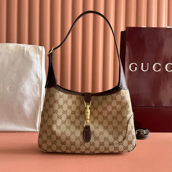 Gucci 25S Jackie Monogram 28 cm In Light Brown Canvas And Calfskin Bag product view 1