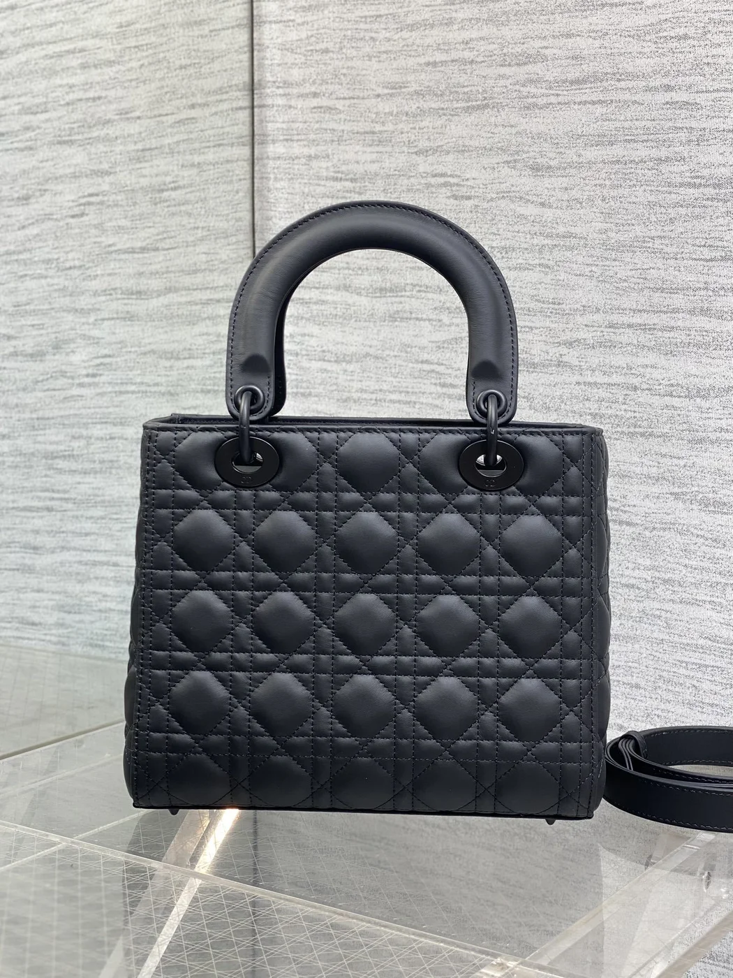 Dior Medium Lady Bag in Matte Black product view 4
