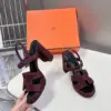 Hermès Women Burgundy Suede Heels product view 4