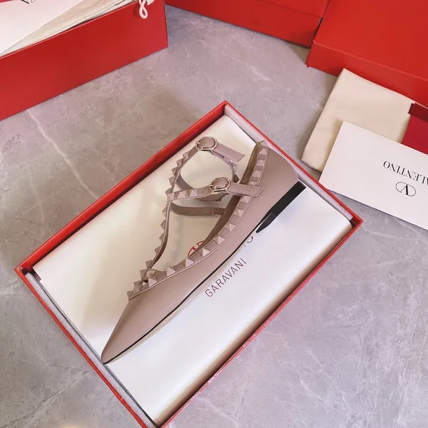 Valentino Women Beige Leather Pointed Flats product view 6