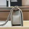 Chanel Boy Medium Handbags Grey Leather With Silver Lock 25 cm product view 4