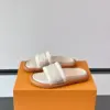 Louis Vuitton Men Beige Fabric Slides With Brown Sole product view 3