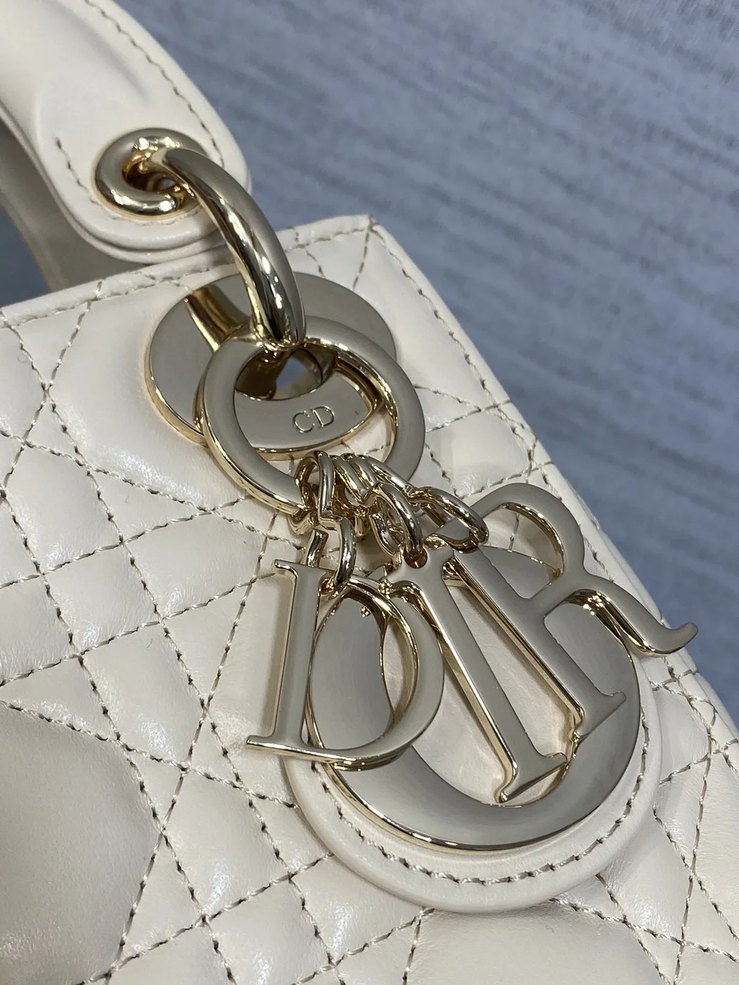 Dior Mini Lady Dior Bag in latte cannage product view 3