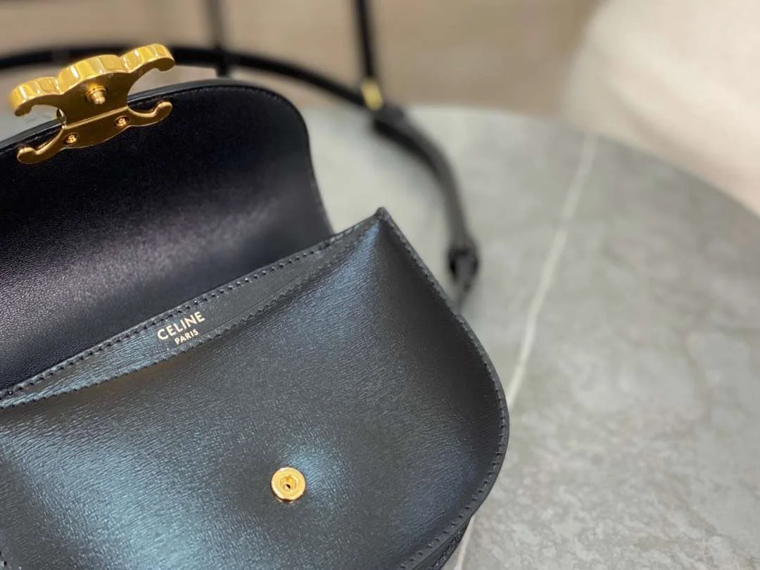 Celine Handle Black Wrinkled Leather 15.5× .5x5cm Bag product view 2