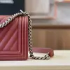 Chanel Boy Medium Handbag Woman’s V-Pattern Red Leather 25 cm product view 3