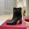 Valentino Women Black Leather Studded Ankle Boots product view 5