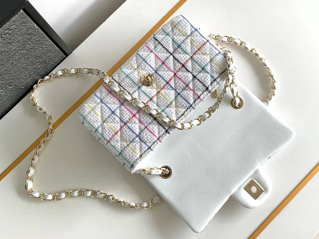 Chanel Medium 25 Classic Bag In Light Pink Mix Black Wool Tweed product view 2