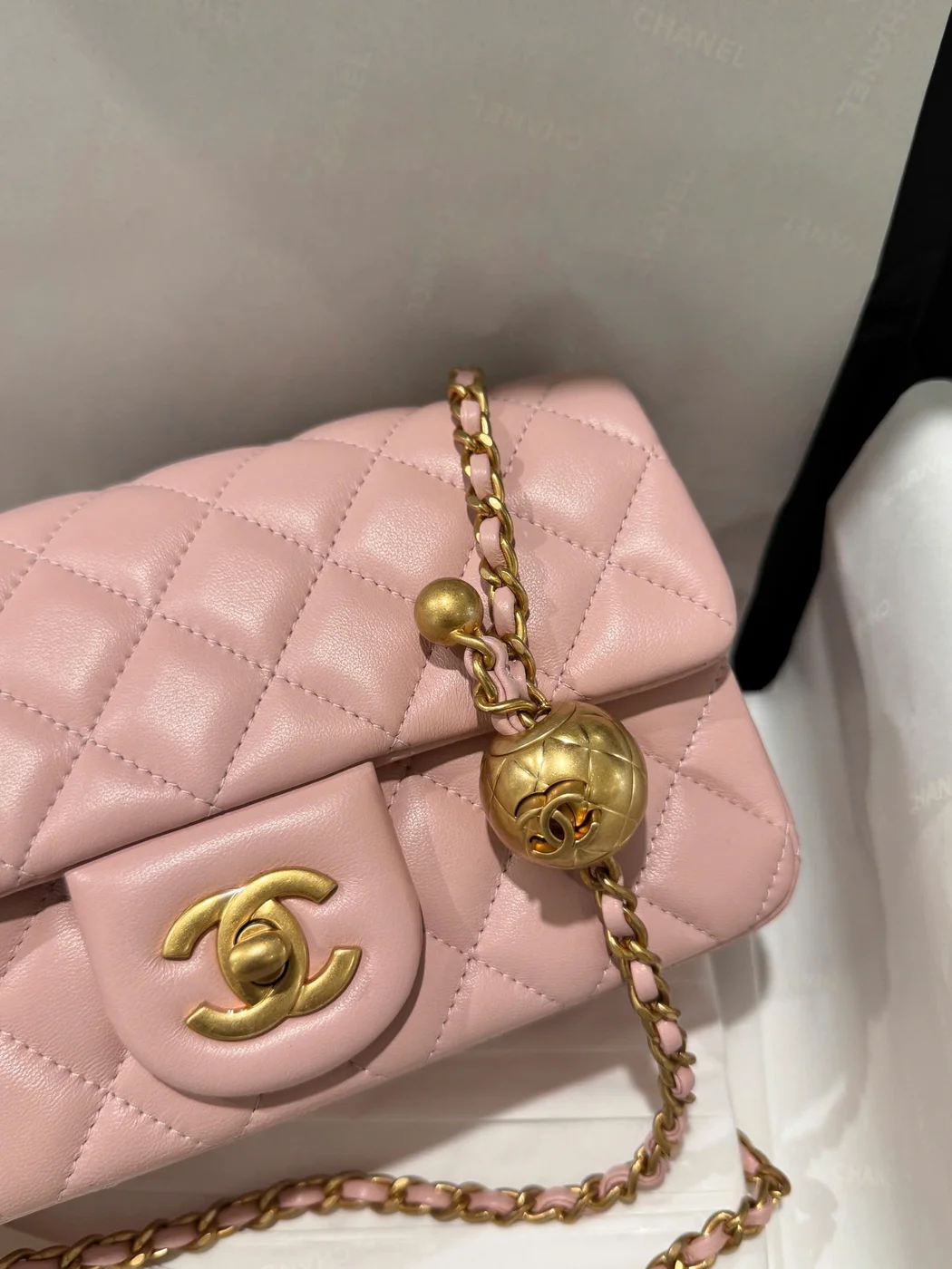 Chanel Classic Bell Bag Handbags Woman’s Pink Sheepskin 20 cm product view 5