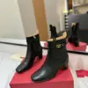 Valentino Women Black Leather Ankle Boots product view 3