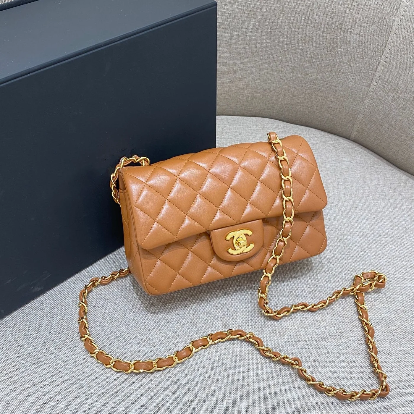 Chanel Flap Bag 20 cm Caramel Lambskin Gold Hardware product view 1