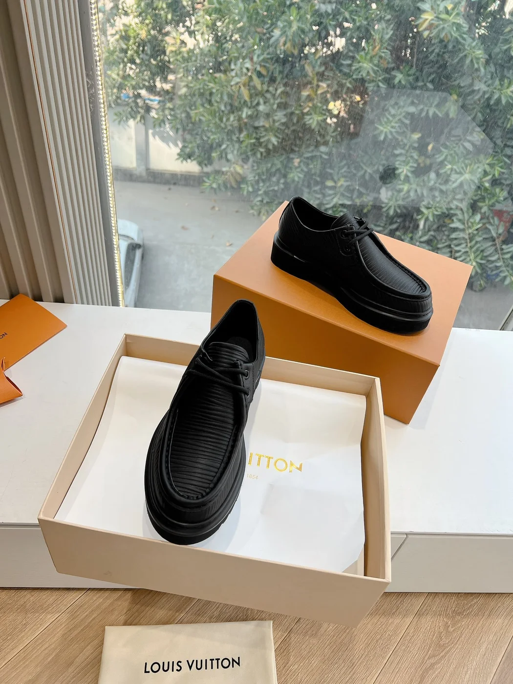 Louis Vuitton Women Black Leather Loafers — Wide-Strap Detail product view 3