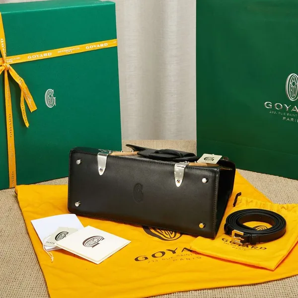 Goyard Saigon Black Handbag With Wooden Handle 28 cm product view 5