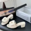 Chanel Women Cream Tweed Slides product view 2