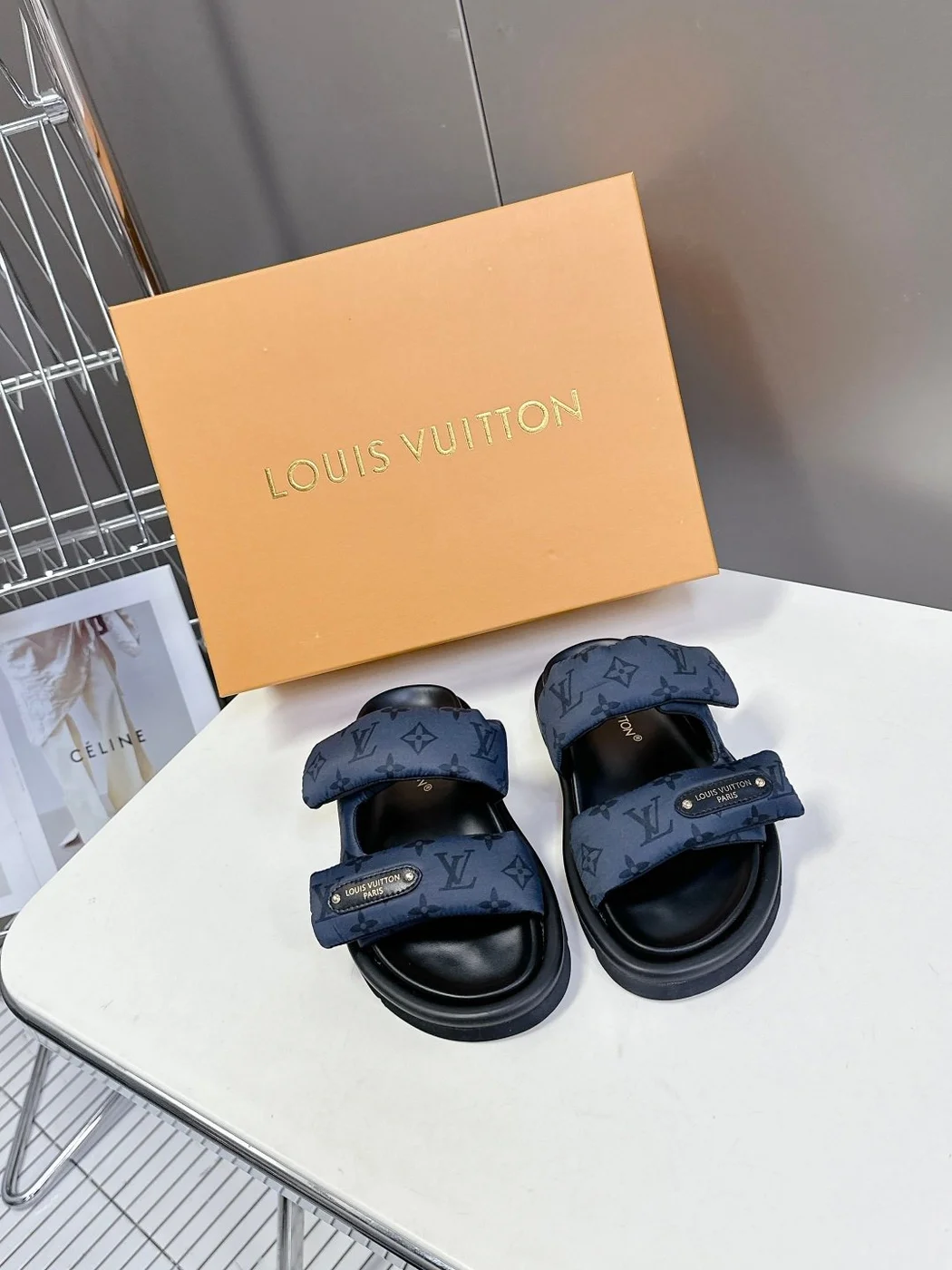 Louis Vuitton Women Blue Fabric Leather Sandals product view 1