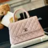 Chanel Coco Handbags Leather Pink With Silver Lock 23 cm product view 4