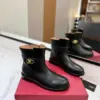 Valentino Women Black Leather Ankle Boots product view 1