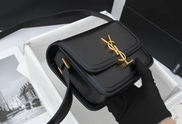 Saint Laurent Solferino Small Leather Satchel Shoulder Bag in Black product view 2