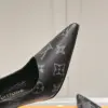 Louis Vuitton Women Black Patterned Leather Heels product view 6