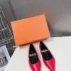 Hermès Women Red Leather Pointed Toe Flats product view 1