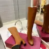 Valentino Women Brown Leather Knee High Boots product view 2