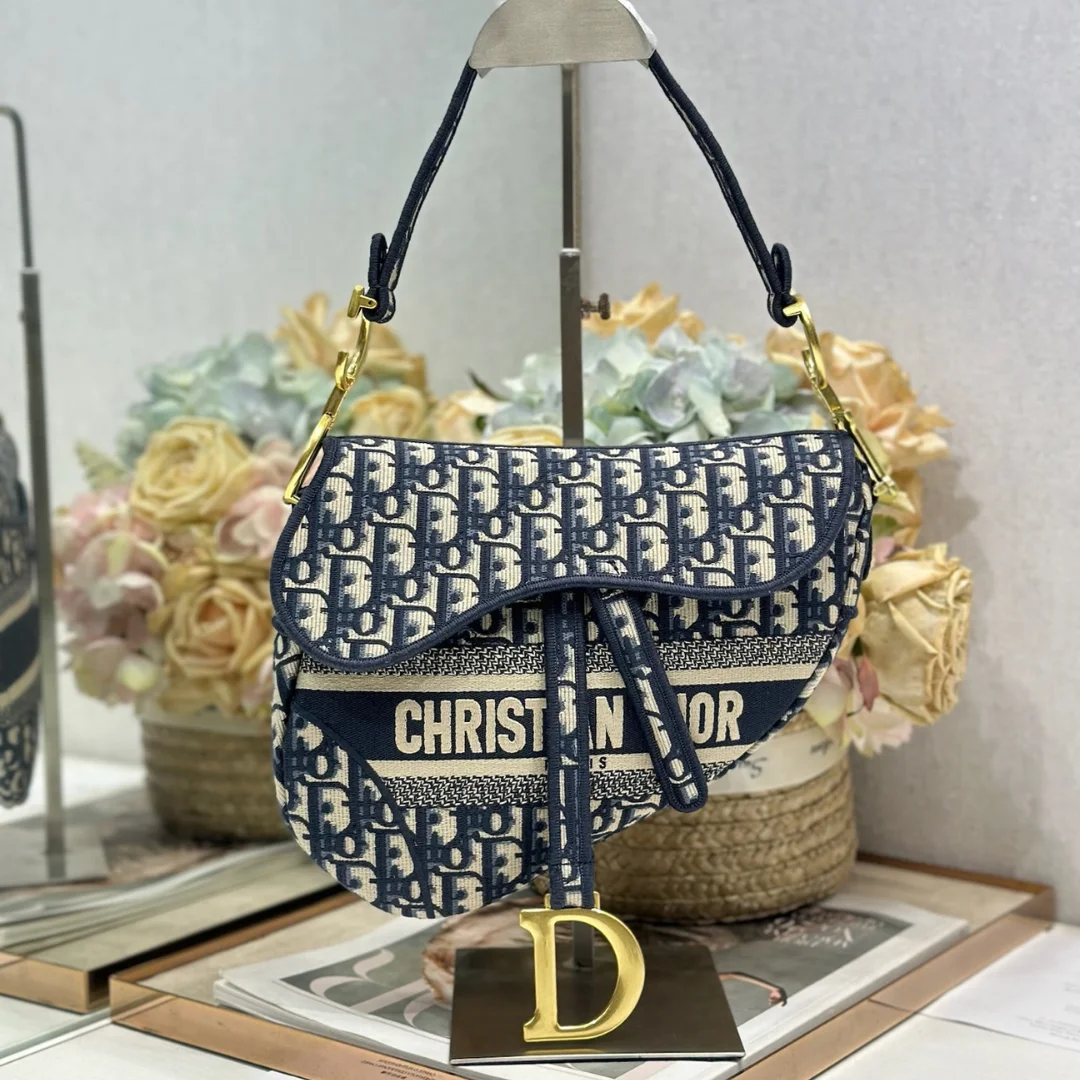 Dior Saddle Bag in Blue Dior Oblique Jacquard
