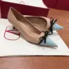 Valentino Women Beige And Light Blue Leather Pumps product view 3