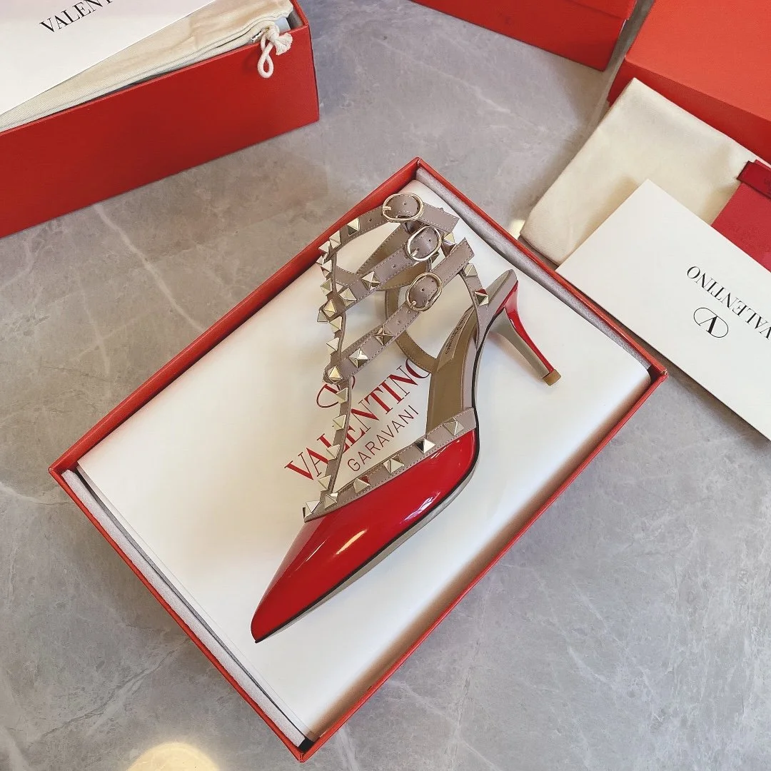 Valentino Women Red Patent Leather Studded Heels product view 6