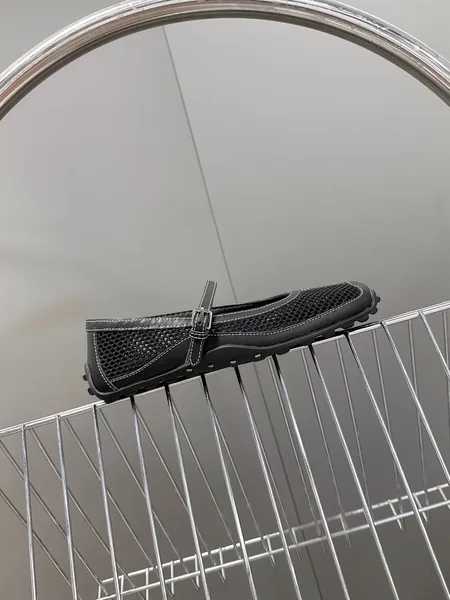 Hermès Women Black Mesh Leather Mary Janes product view 4