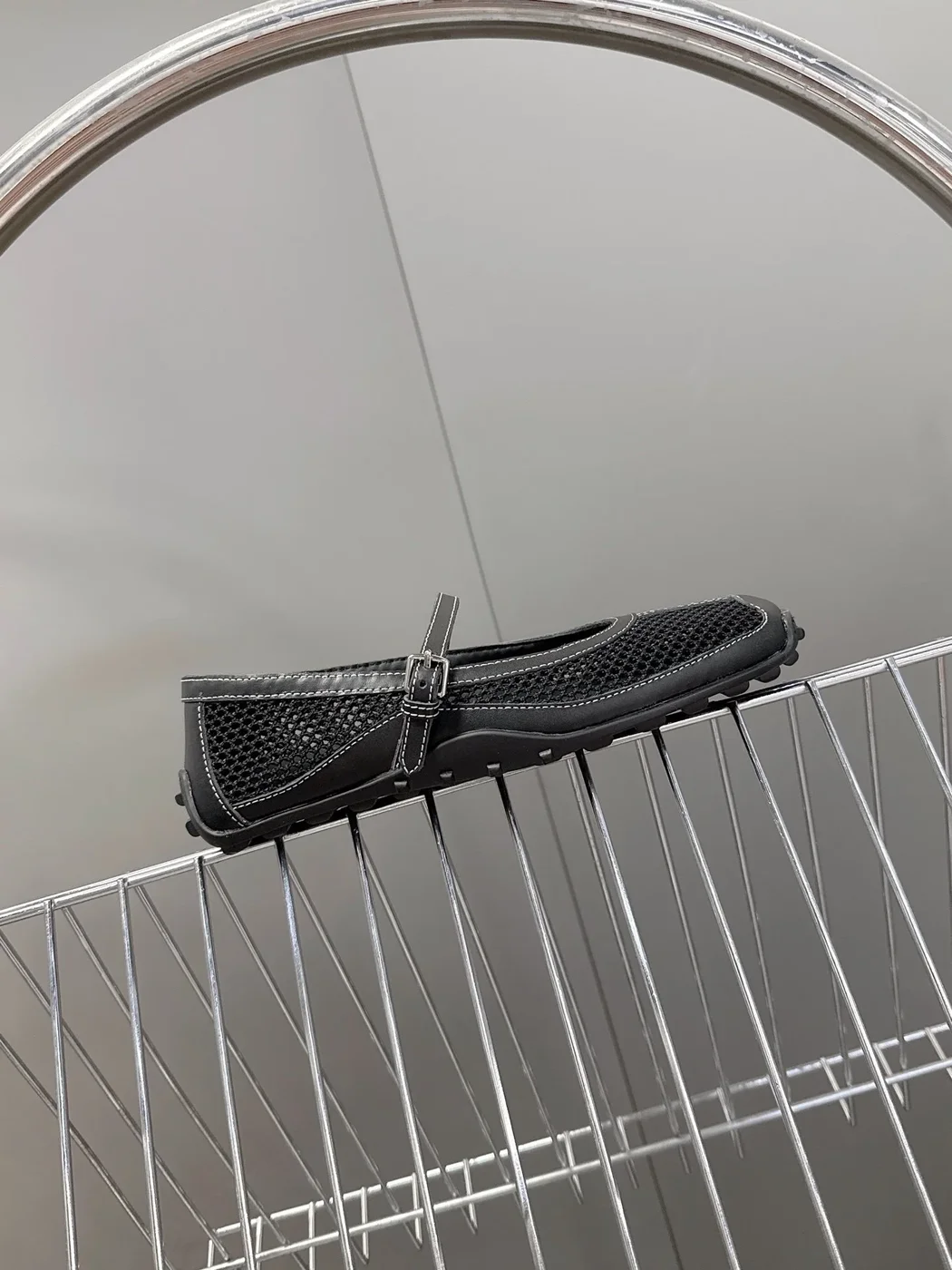 Hermès Women Black Mesh Leather Mary Janes product view 4
