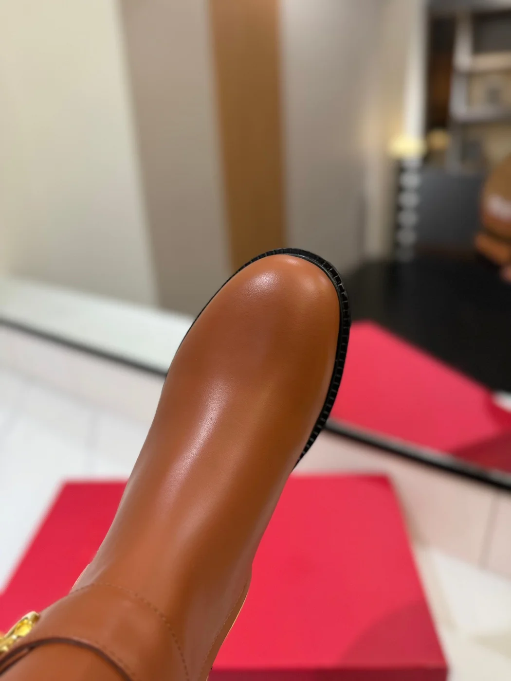Valentino Women Brown Leather Knee High Boots product view 2