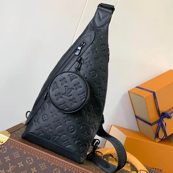 Louis Vuitton Duo Crossbag Bag 42 In Black Embossed Calfskin product photo