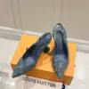 Louis Vuitton Women Blue Denim Leather Trim Slingback Heels product view 4