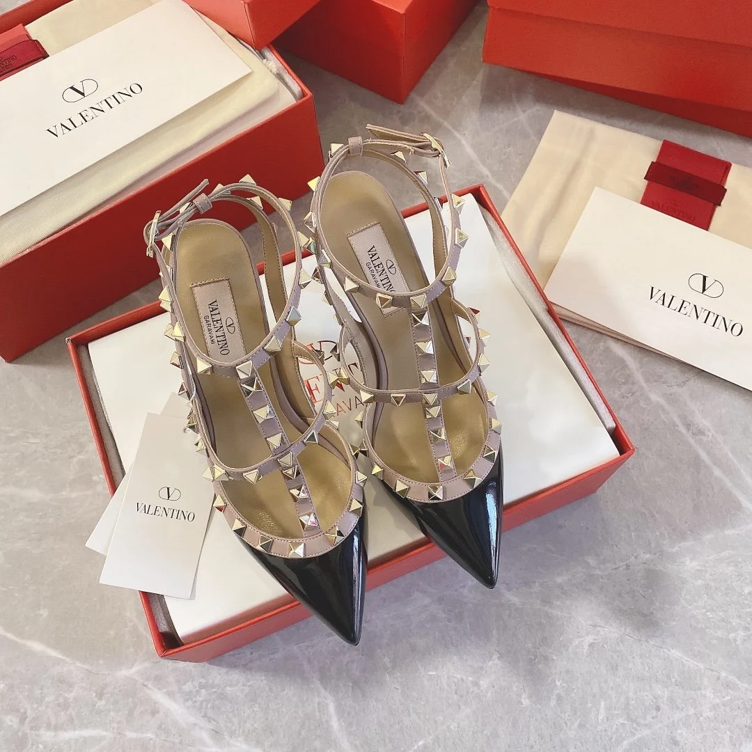 Valentino Women Black Patent Leather Studded Heels product view 6