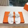 Hermès Women White Leather Flat Sandals product view 1
