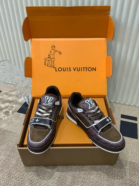 Louis Vuitton Women Brown Suede Leather Sneakers product view 6