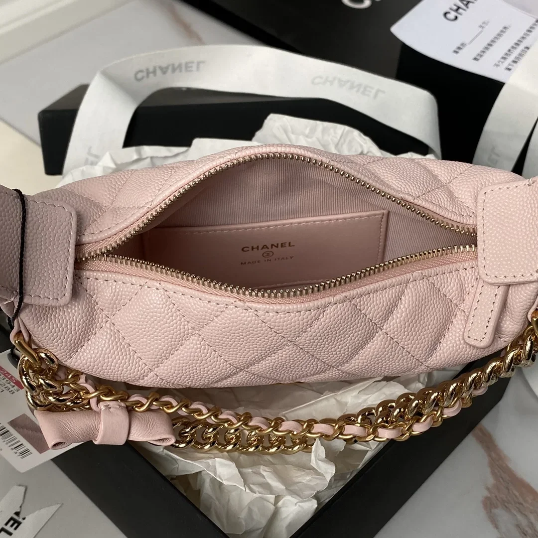 Chanel mini gold chain bag, light pink CN628 product view 3