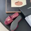 Chanel Women Burgundy Quilted Leather Slides product view 5