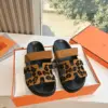 Hermès Women Tan Suede Leopard Print Slippers product view 3