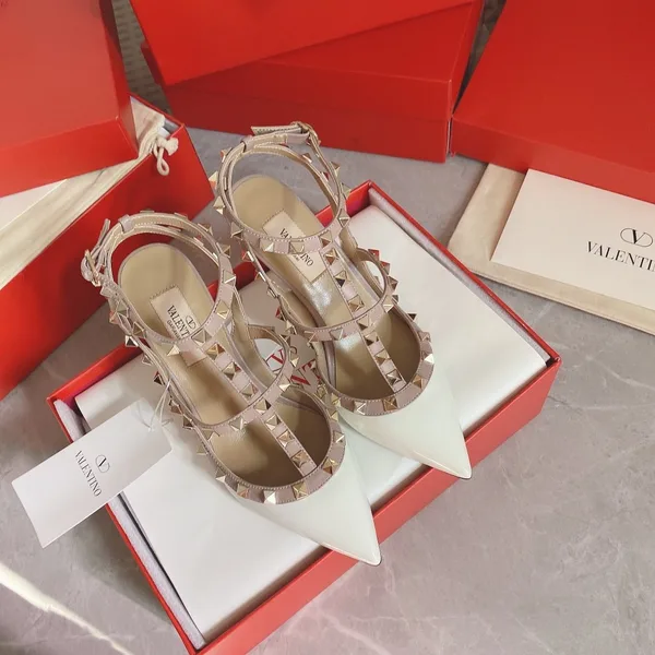 Valentino Women White Patent Leather Rockstud Pumps product view 2
