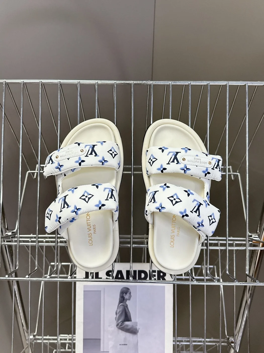Louis Vuitton Women White Printed Fabric Sandals product view 2