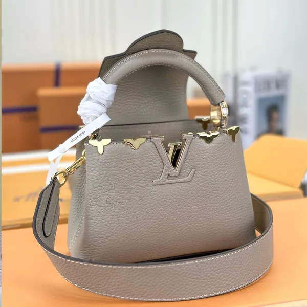 Louis Vuitton Capucines Lock Gold Handbags Cowhide Leather 21 cm product view 1