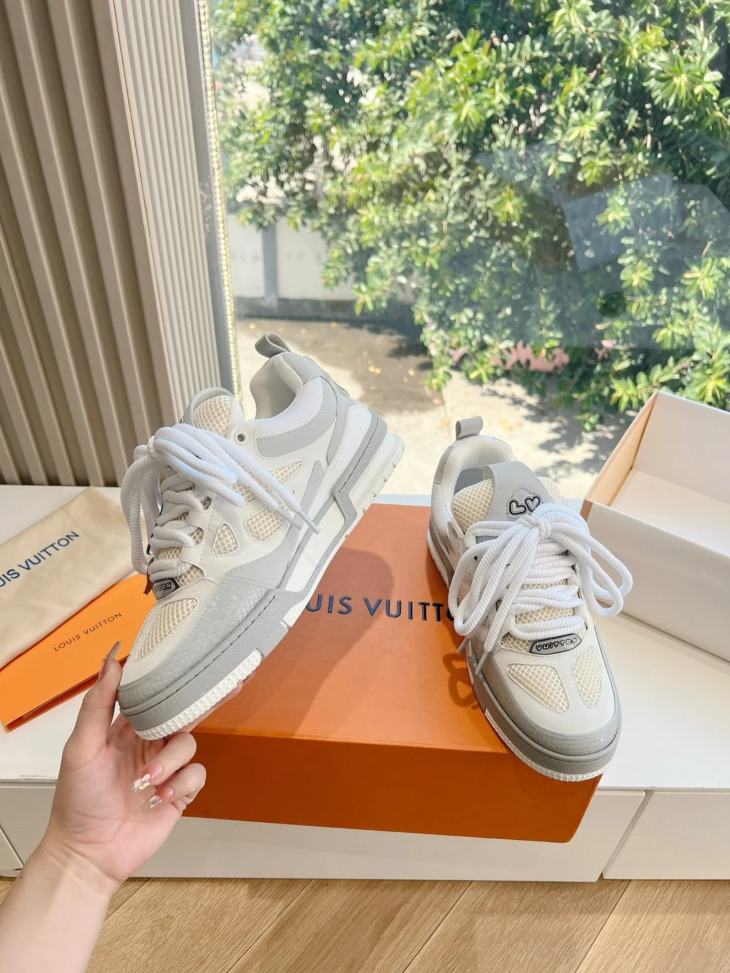 Louis Vuitton Women White Mesh And Leather Sneakers product view 6